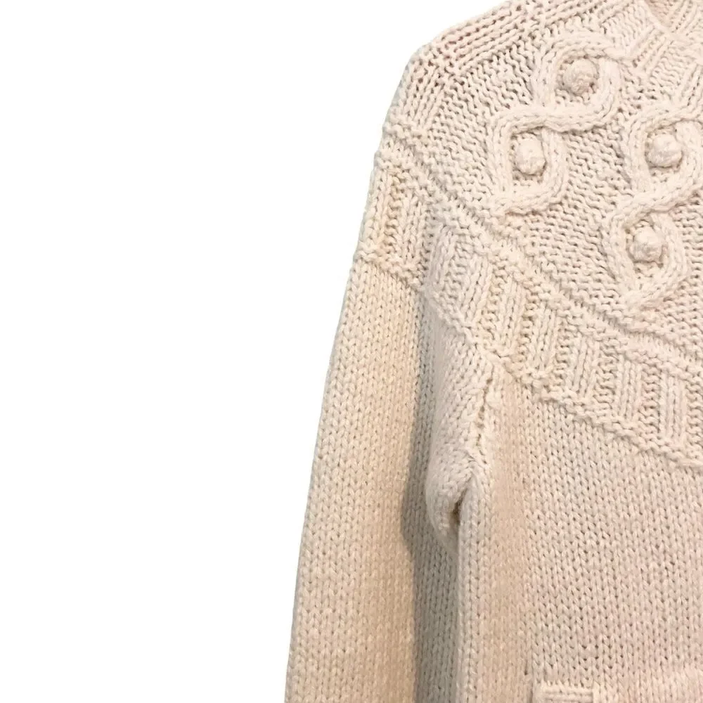 J. Crew Hand Knit Cardigan Sweater with Front Pockets with Gold Accent in Small